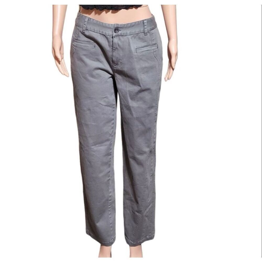 Pulp women mid-rise gray welt pockets straight leg  pants M
